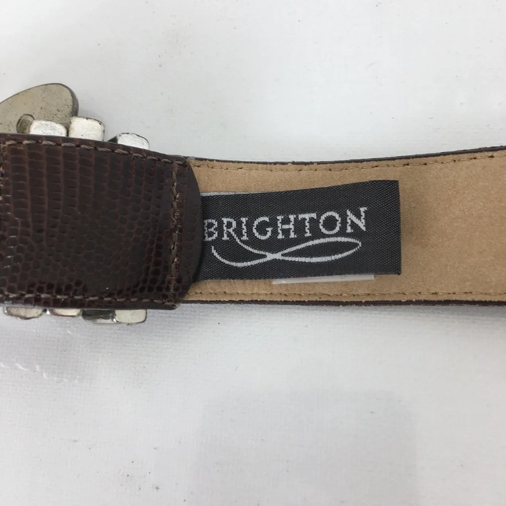 Brighton Brown Leather Belt Snakeskin Embossed Women’s Size S Preppy Old Money